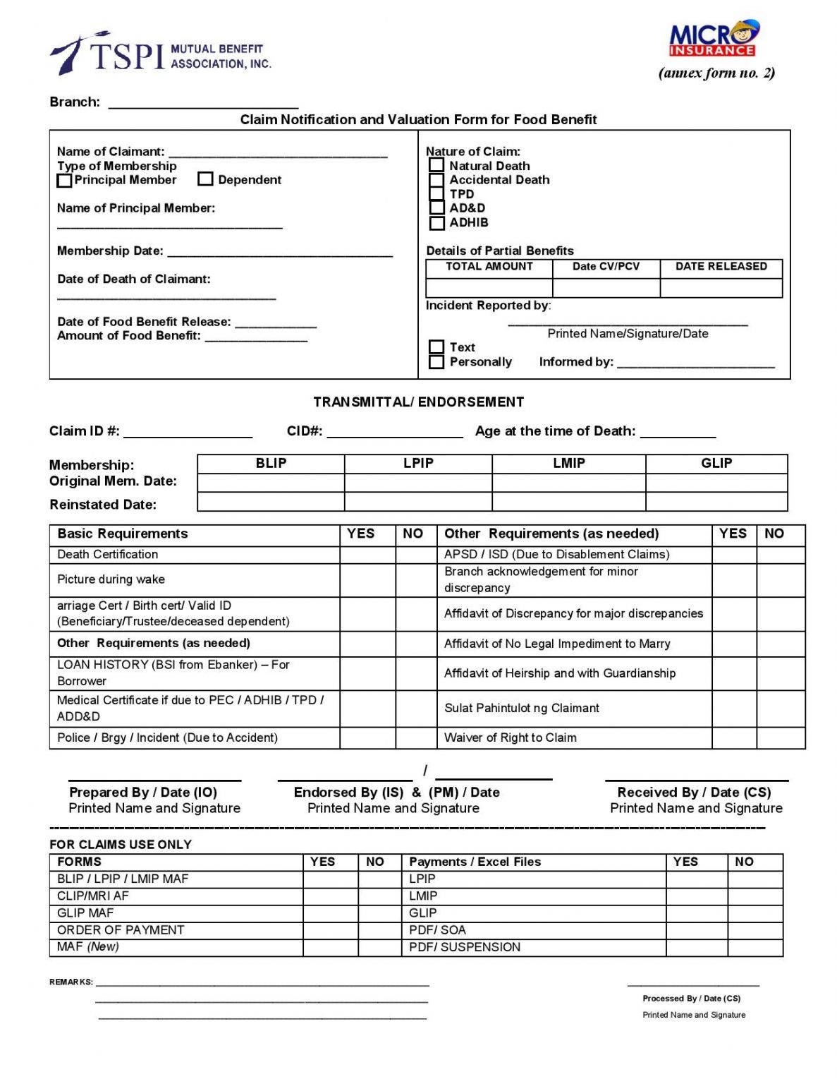 DOWNLOADABLE FORMS